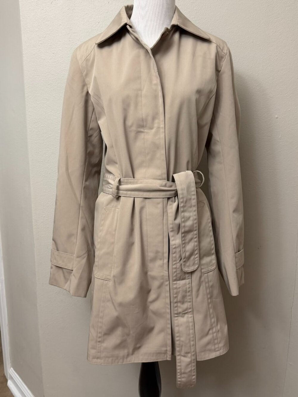 London Fog Khaki Tan Classic Raincoat Trench Coat Medium